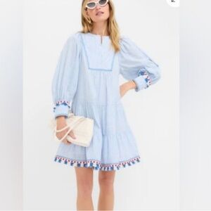 Tuckernuck Light Blue Long Sleeve Dress with Embroidery
